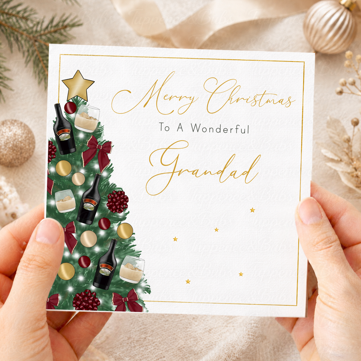 Irish Cream Christmas Card – Festive Cream Liqueur Christmas Tree Design