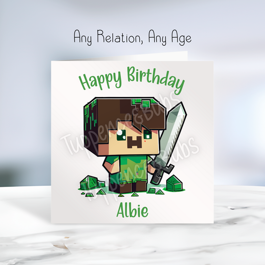 Minecraft Inspired Birthday Card