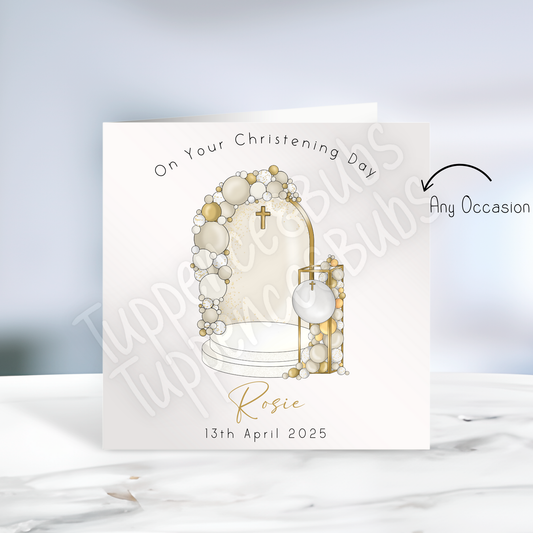 Gold & White Christening/Baptism Card
