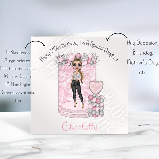 Pink Leopard Print Themed Birthday Card