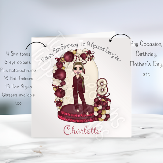 Burgundy & Cream Themed Birthday Card
