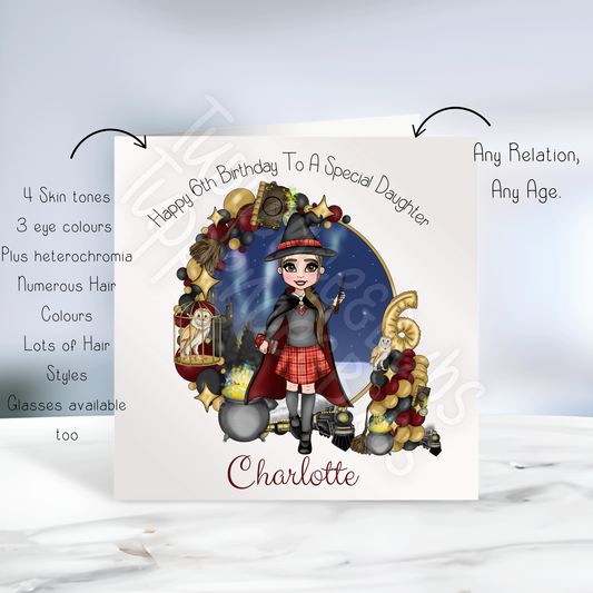 Burgundy Wizard Themed Card