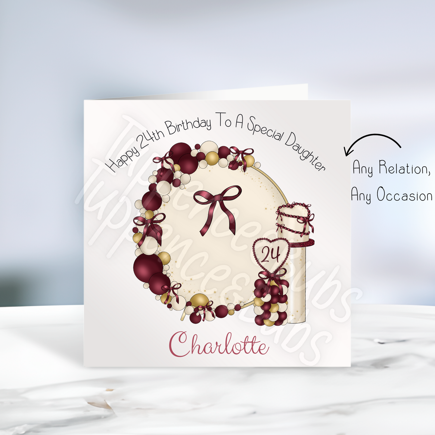 Burgundy & Cream Themed Birthday Cars - 2 designs