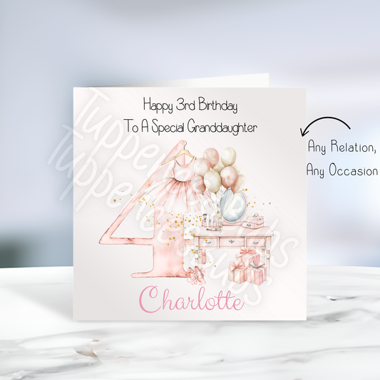 Pastel Ballerina Themed Birthday Card