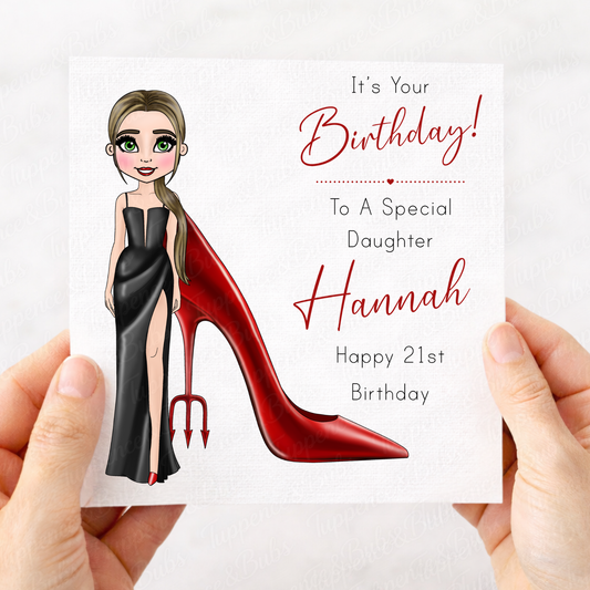 Devil Wears Heels Birthday Card