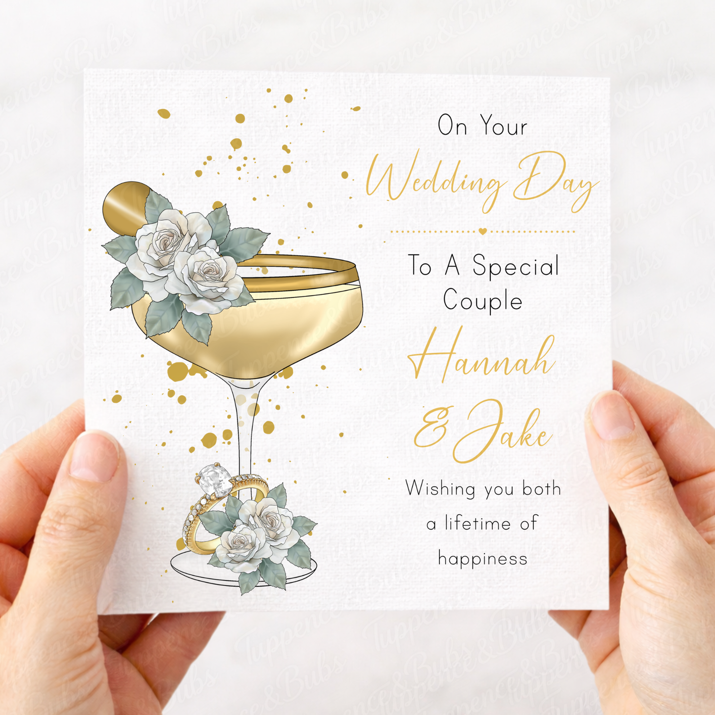 Elegant Floral Cocktail Wedding Card - 7 Colours