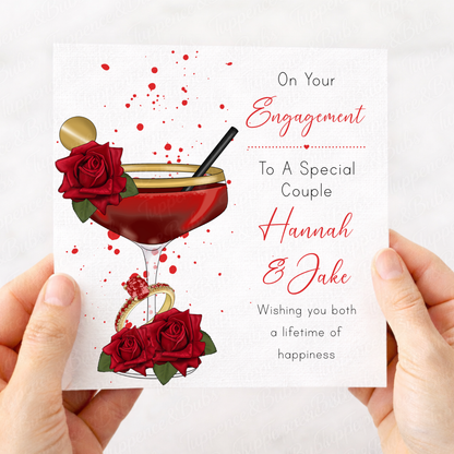 Elegant Engagement Floral Cocktail Card - 7 Colours