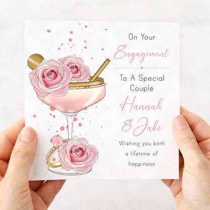 Elegant Engagement Floral Cocktail Card - 7 Colours