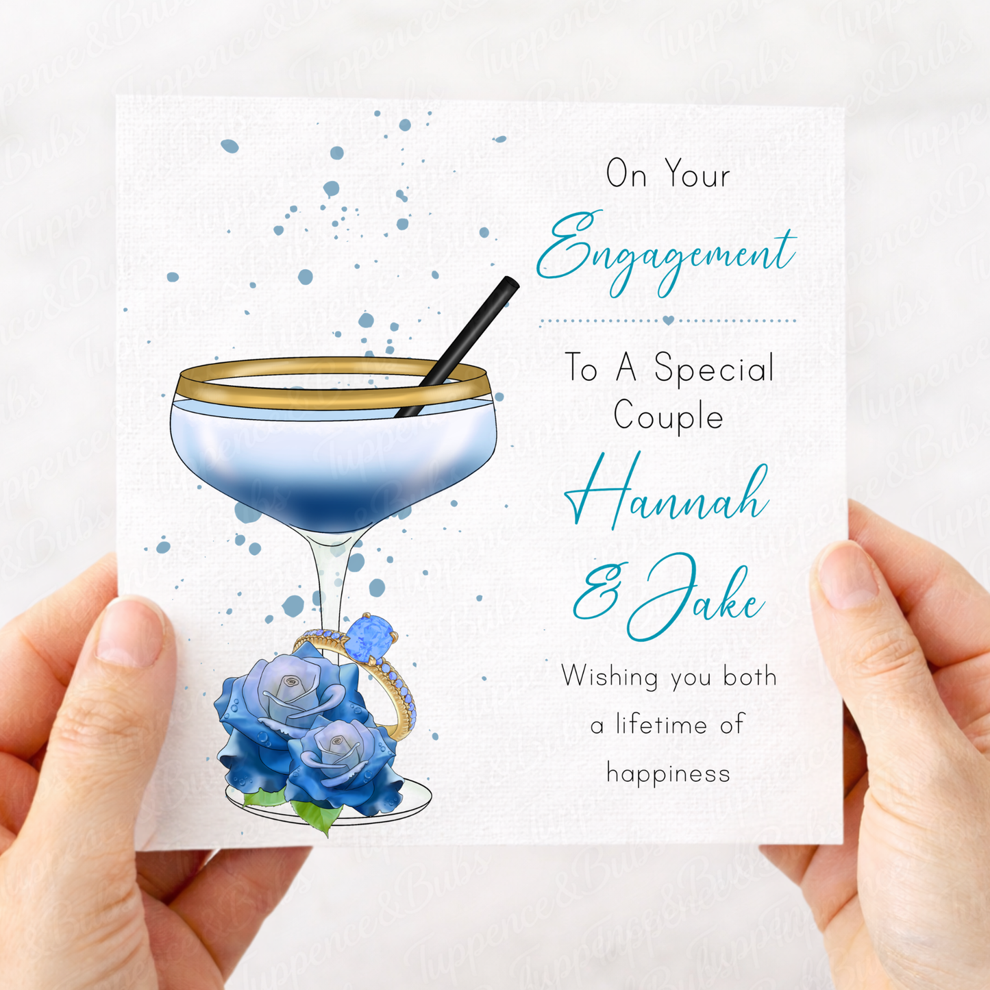 Elegant Engagement Floral Cocktail Card - 7 Colours