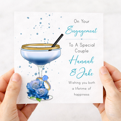 Elegant Engagement Floral Cocktail Card - 7 Colours