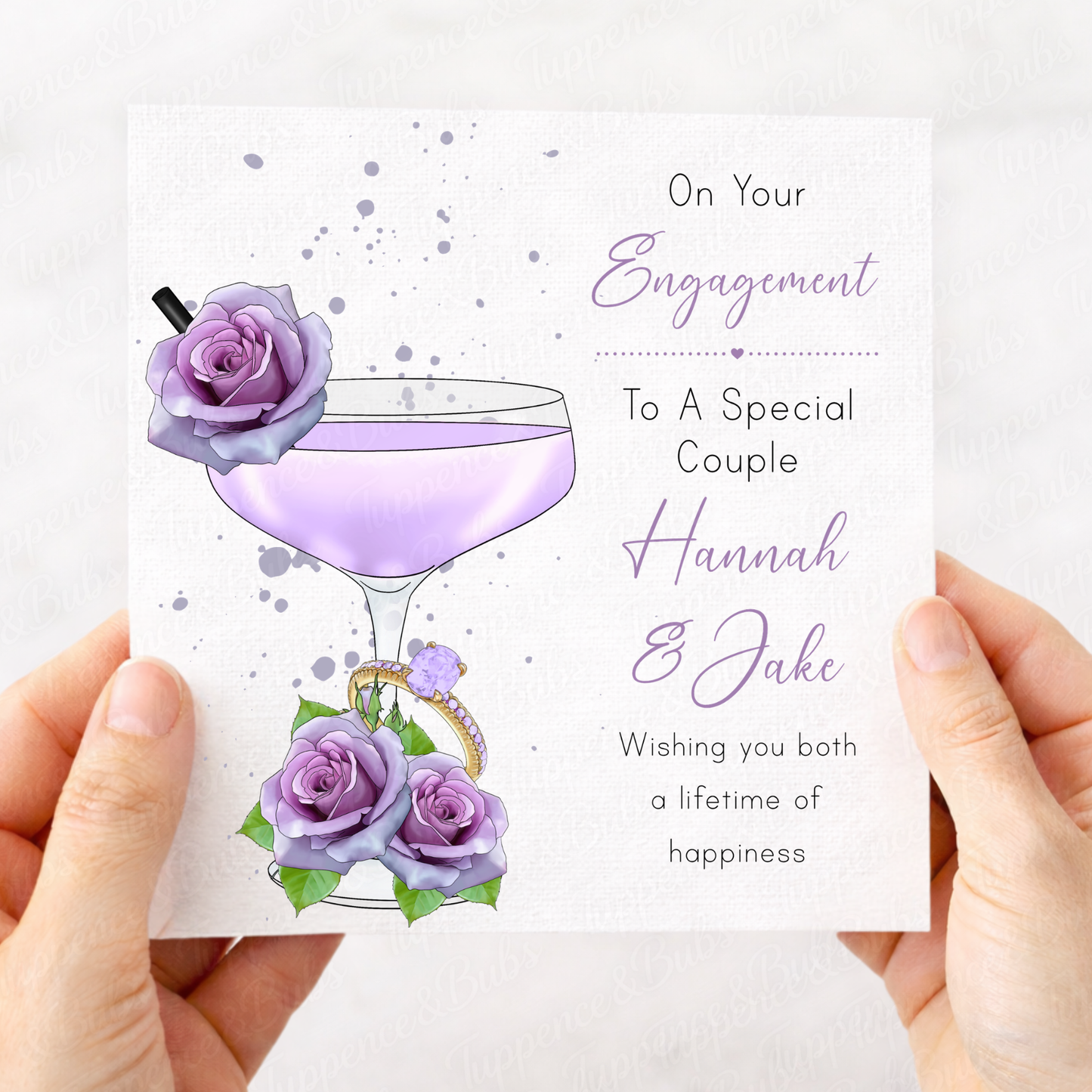 Elegant Engagement Floral Cocktail Card - 7 Colours