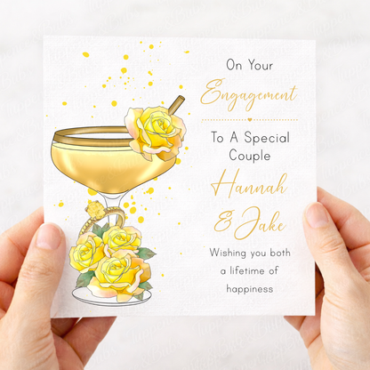 Elegant Engagement Floral Cocktail Card - 7 Colours