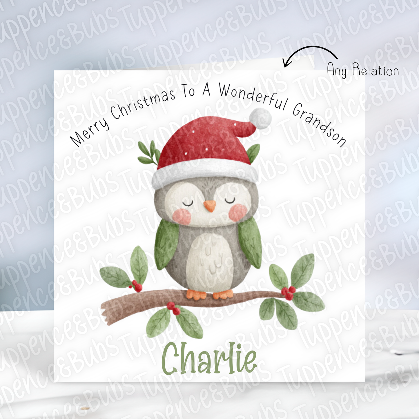 Owl/Bells Themed Christmas Card