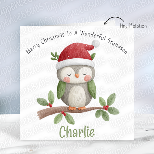 Owl/Bells Themed Christmas Card