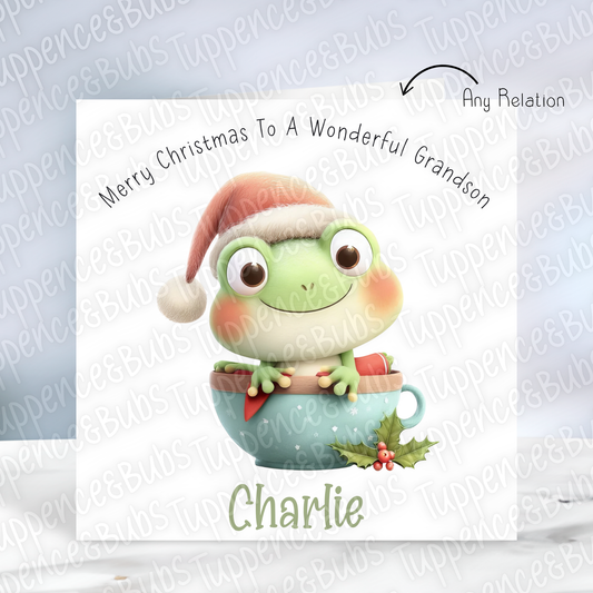Cute Frog Themed Christmas Card - 3 Designs