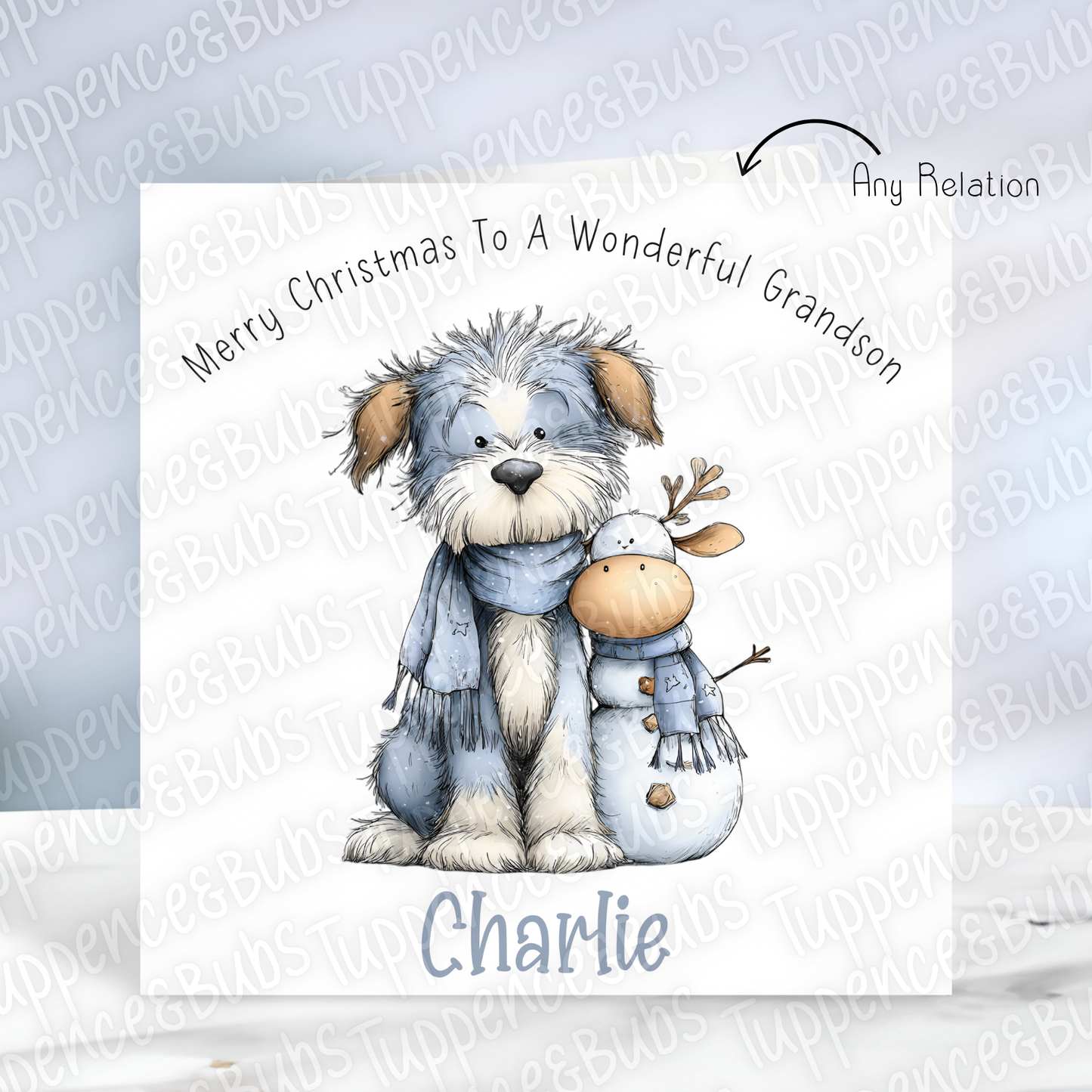 Dog & Snowman Themed, Christmas Card