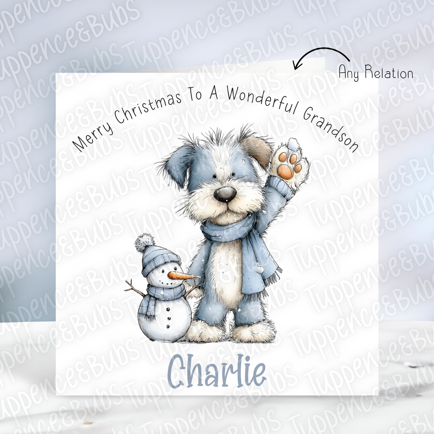 Dog & Snowman Themed, Christmas Card