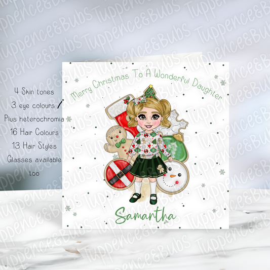 Toddler Girl Christmas Cookie Jumper Card