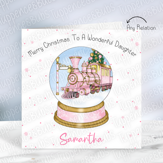 Pink or Navy Express Snowglobe Themed Card