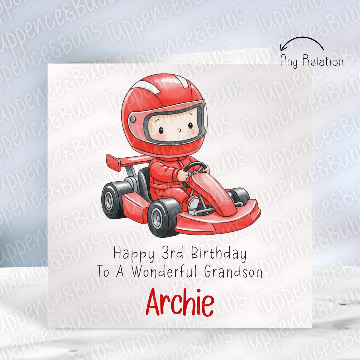 Racing Car Themed Card - Blue/Red