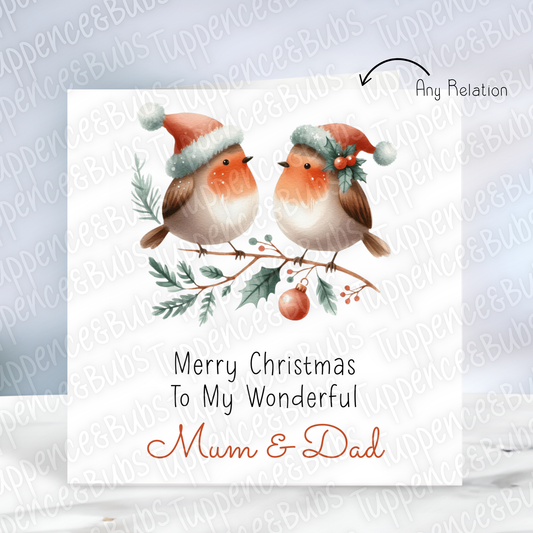 Robin Themed, Christmas Card - 4 Designs