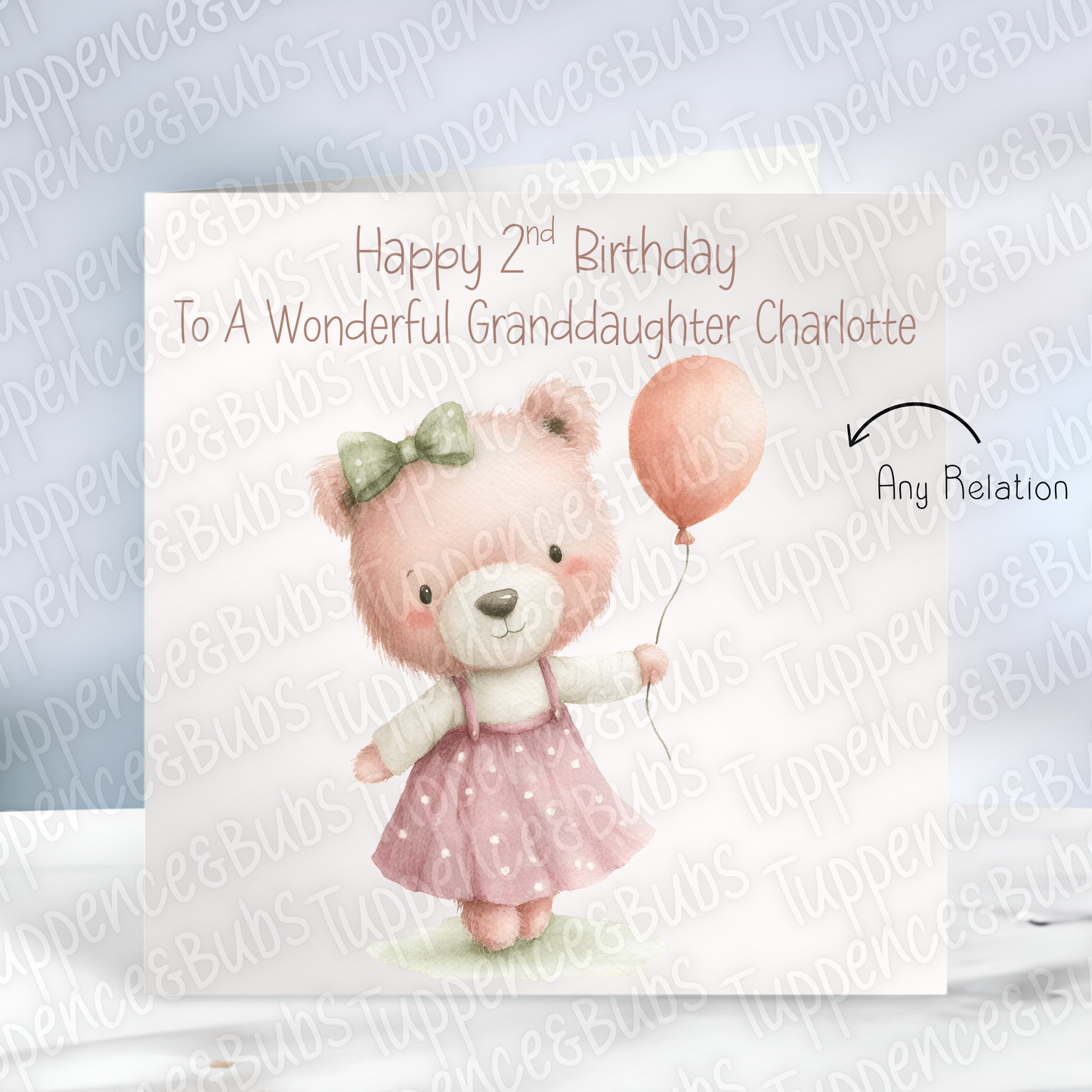 Cute Teddy Bear With Balloon Card - 4 Designs
