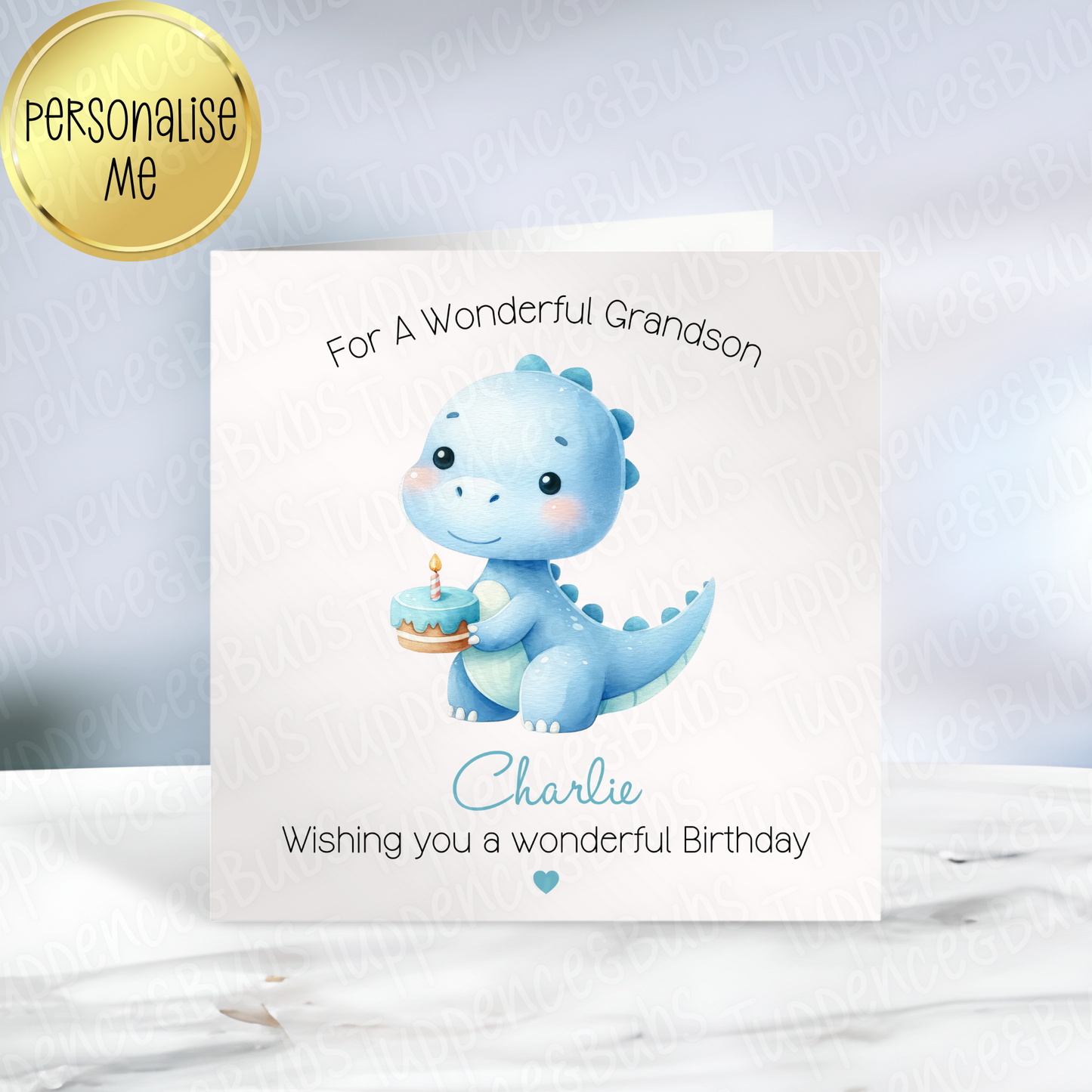 Blue Dinosaur Themed Card - 5 Designs