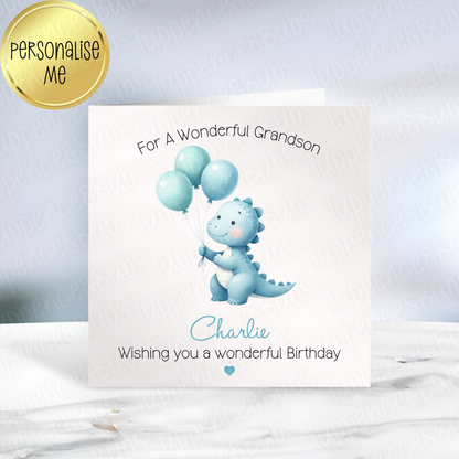 Blue Dinosaur Themed Card - 5 Designs