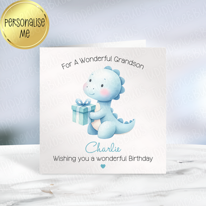 Blue Dinosaur Themed Card - 5 Designs