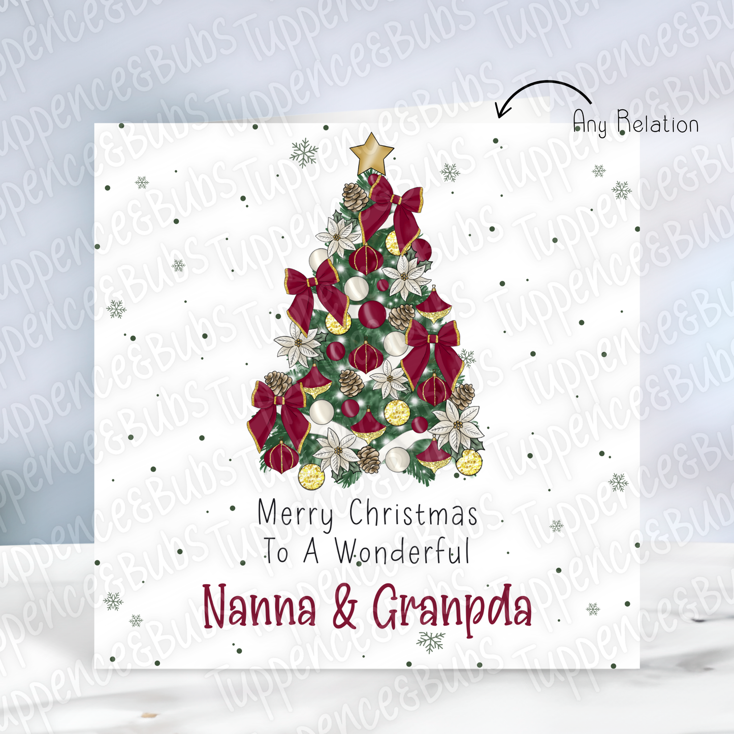 Bow Themed, Christmas Card - 6 Designs