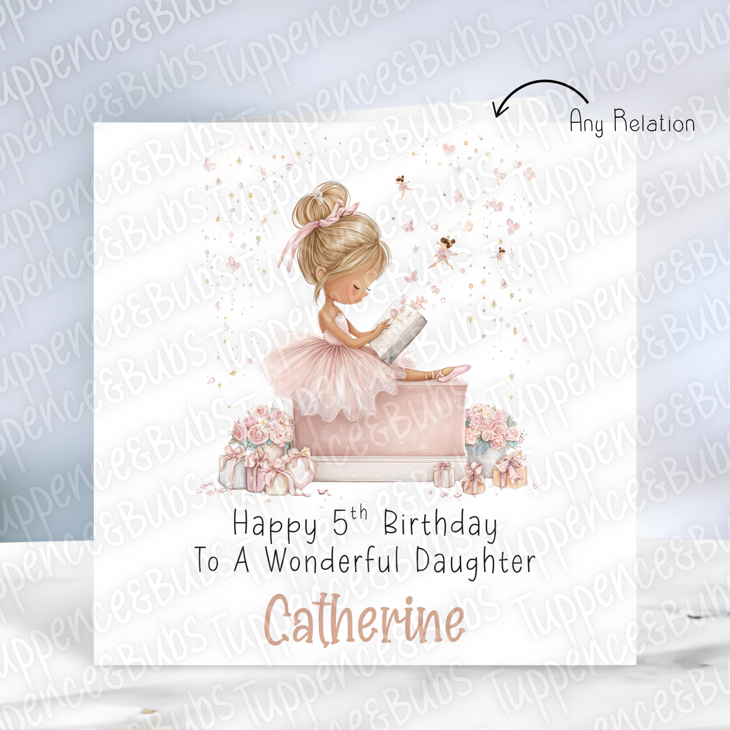 Cute Ballerina Themed Birthday Card - 5 Hair Colours