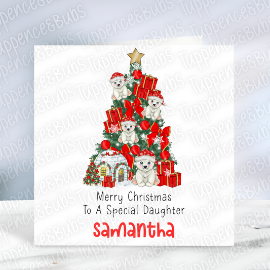 Polar Bear Themed Christmas Card - 3 colours