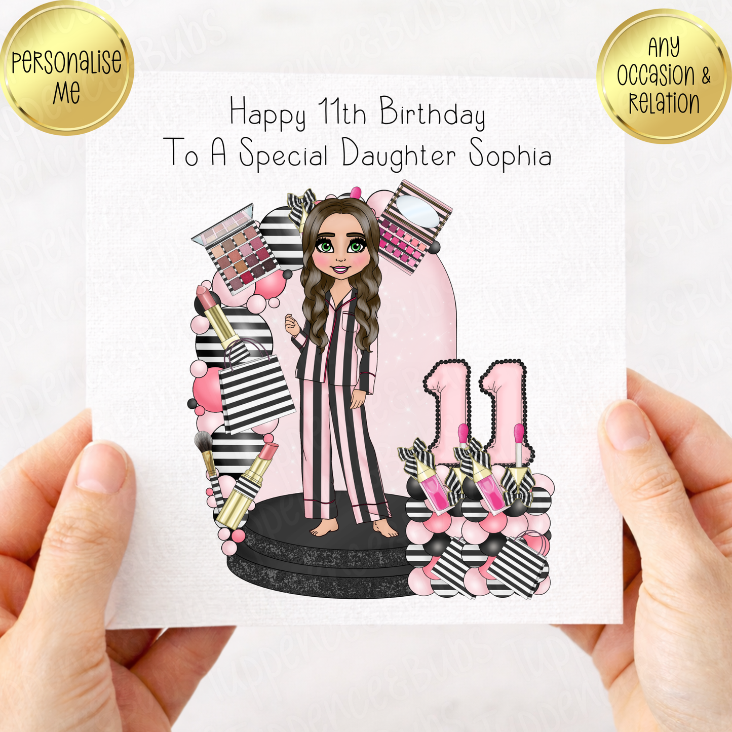Black & White PJ Themed Birthday Card