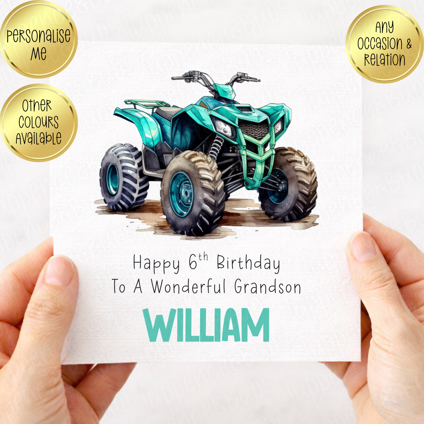 Quad Themed Birthday Card - 6 colours