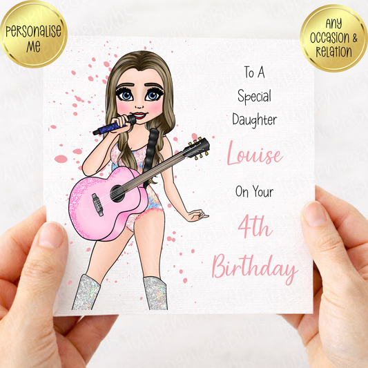 Pop Star Inspired Birthday Card - Any Age - Any Relation - Any Occasion