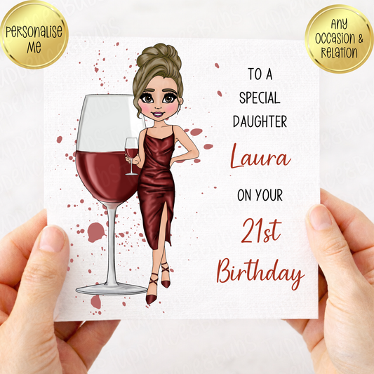 Red Wine Inspired Birthday Card