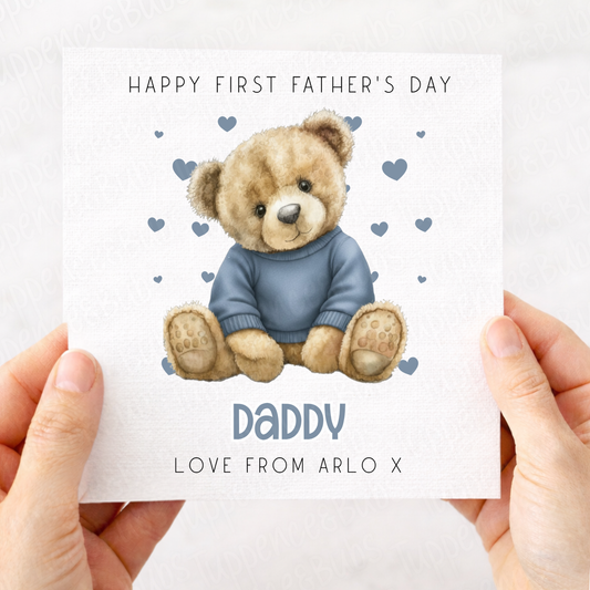 Blue Teddy Bear Father's Day Card