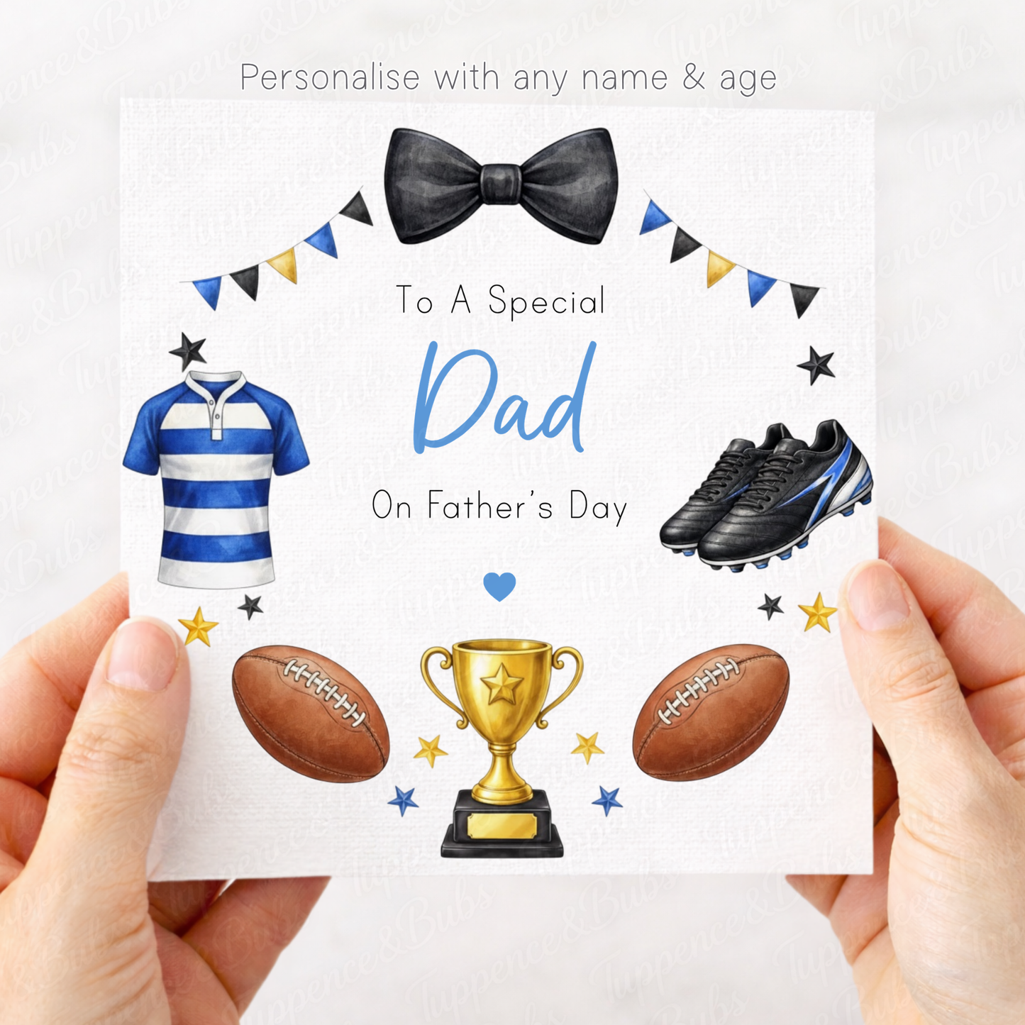 Blue Football Wreath Father's Day Card