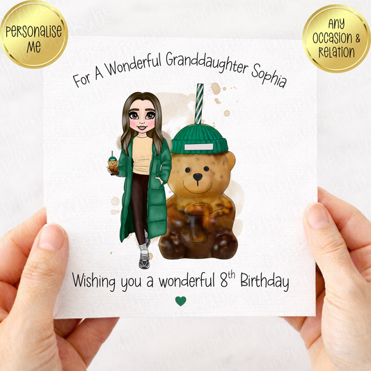 Coffee Cup Bear Themed Card