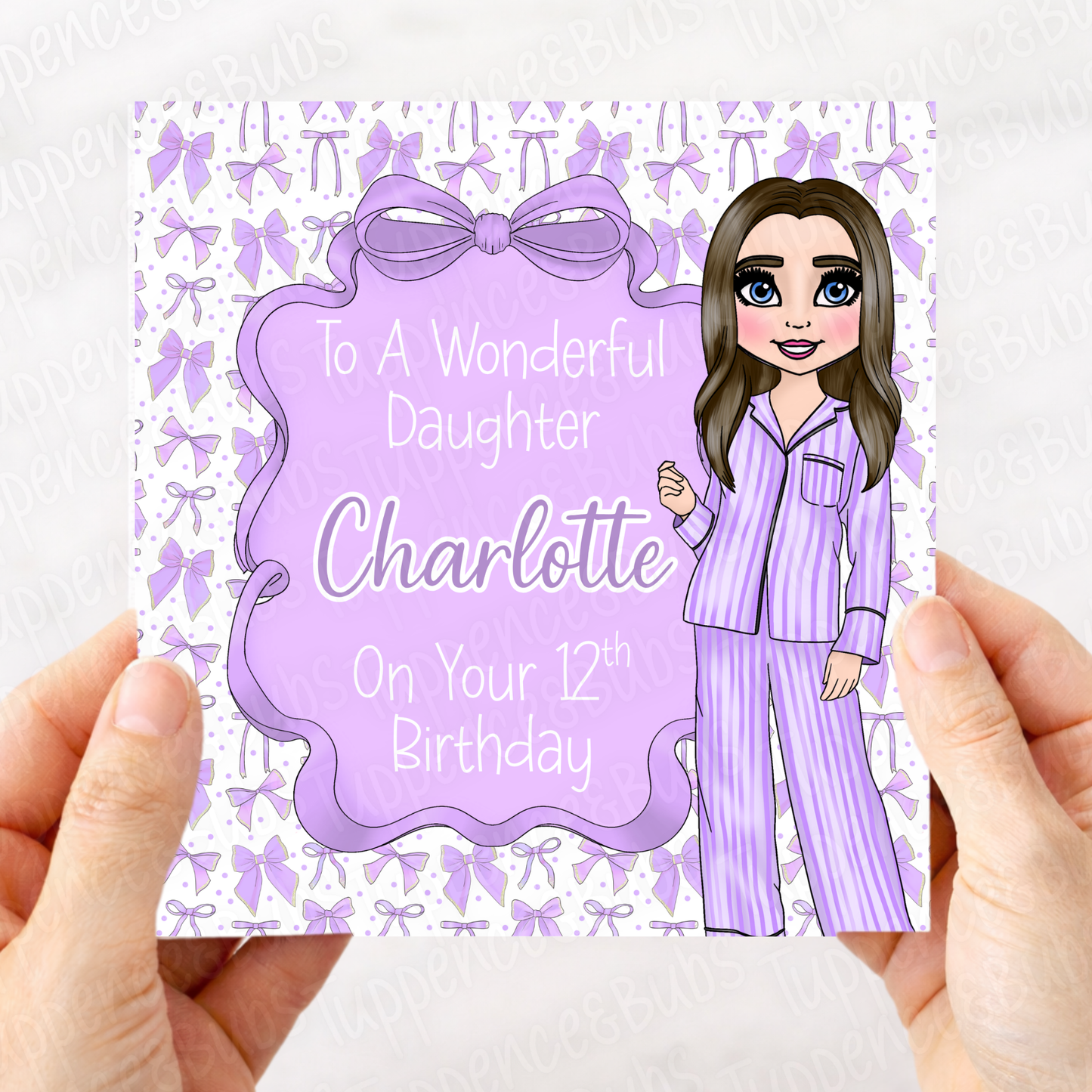 Purple PJ's Patterned Card