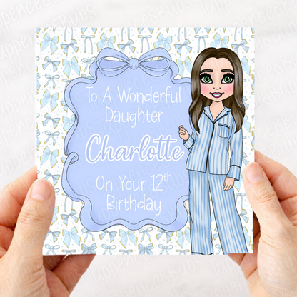 Blue Beauty Pj's Patterned Card