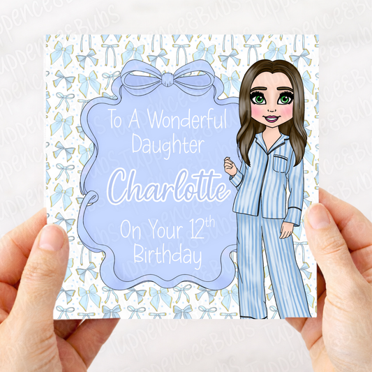 Blue Beauty Pj's Patterned Card