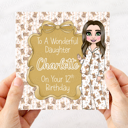 Beige Bear PJ Patterned Card