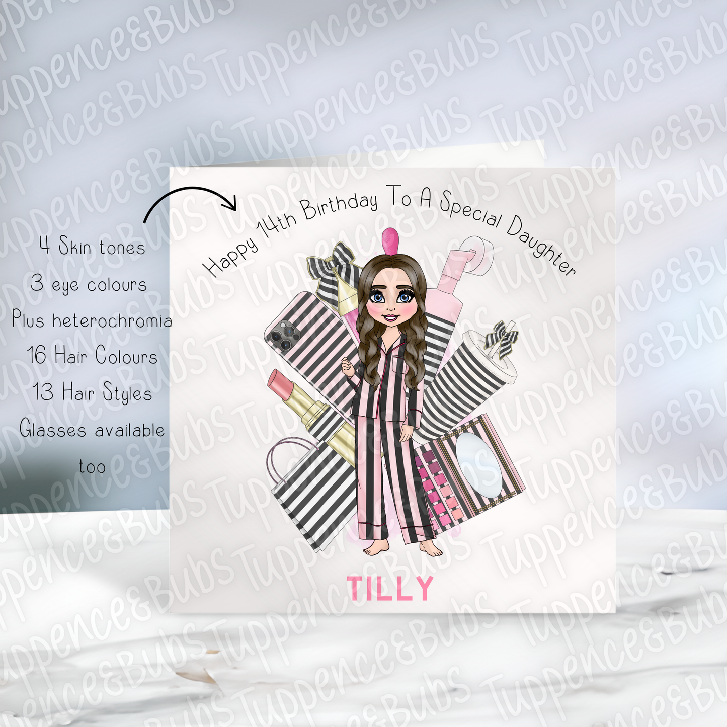 Black & White PJ Themed Birthday Card - 2 designs