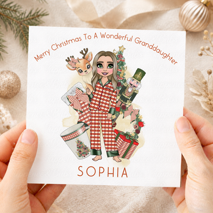 Personalised Festive Girl Christmas Card