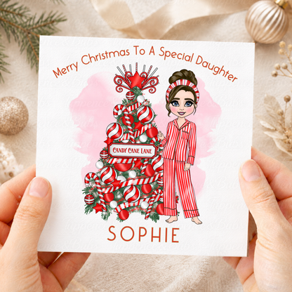 Personalised Candy Cane Christmas Card