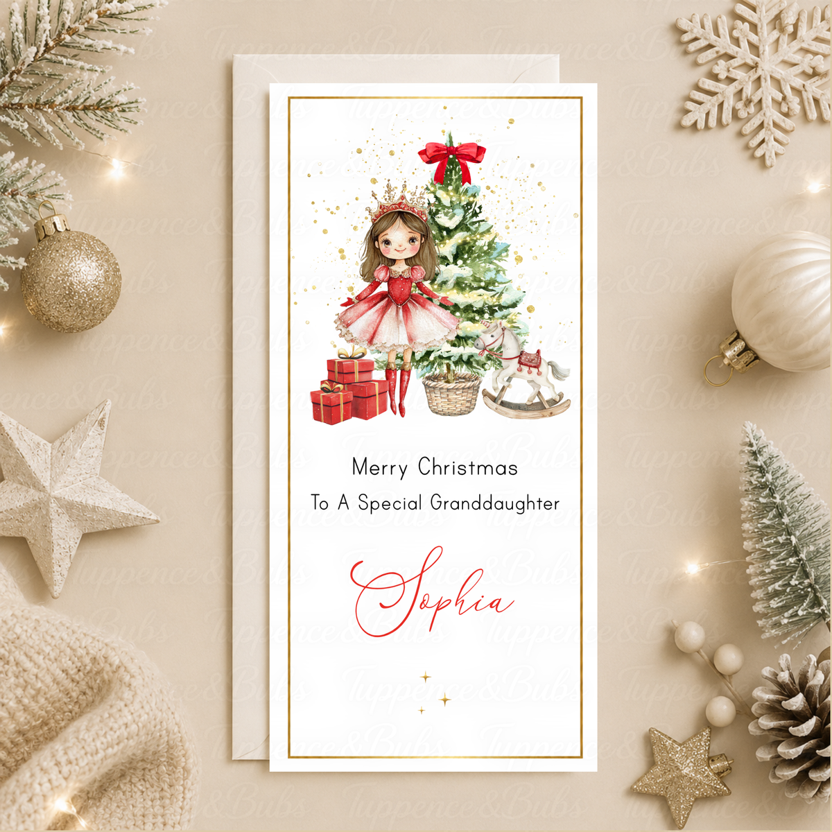 Personalised Princess Christmas Money Card