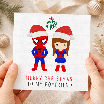 Superhero Couple Christmas Card – Cute Festive Mistletoe Designs