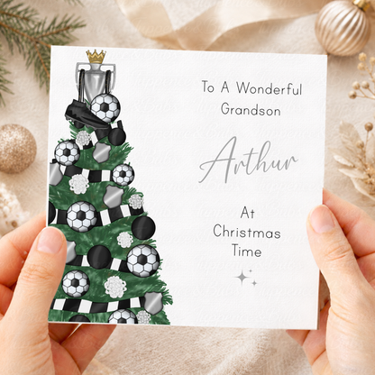 Personalised Christmas Card – Football Tree, Trophy & Boots