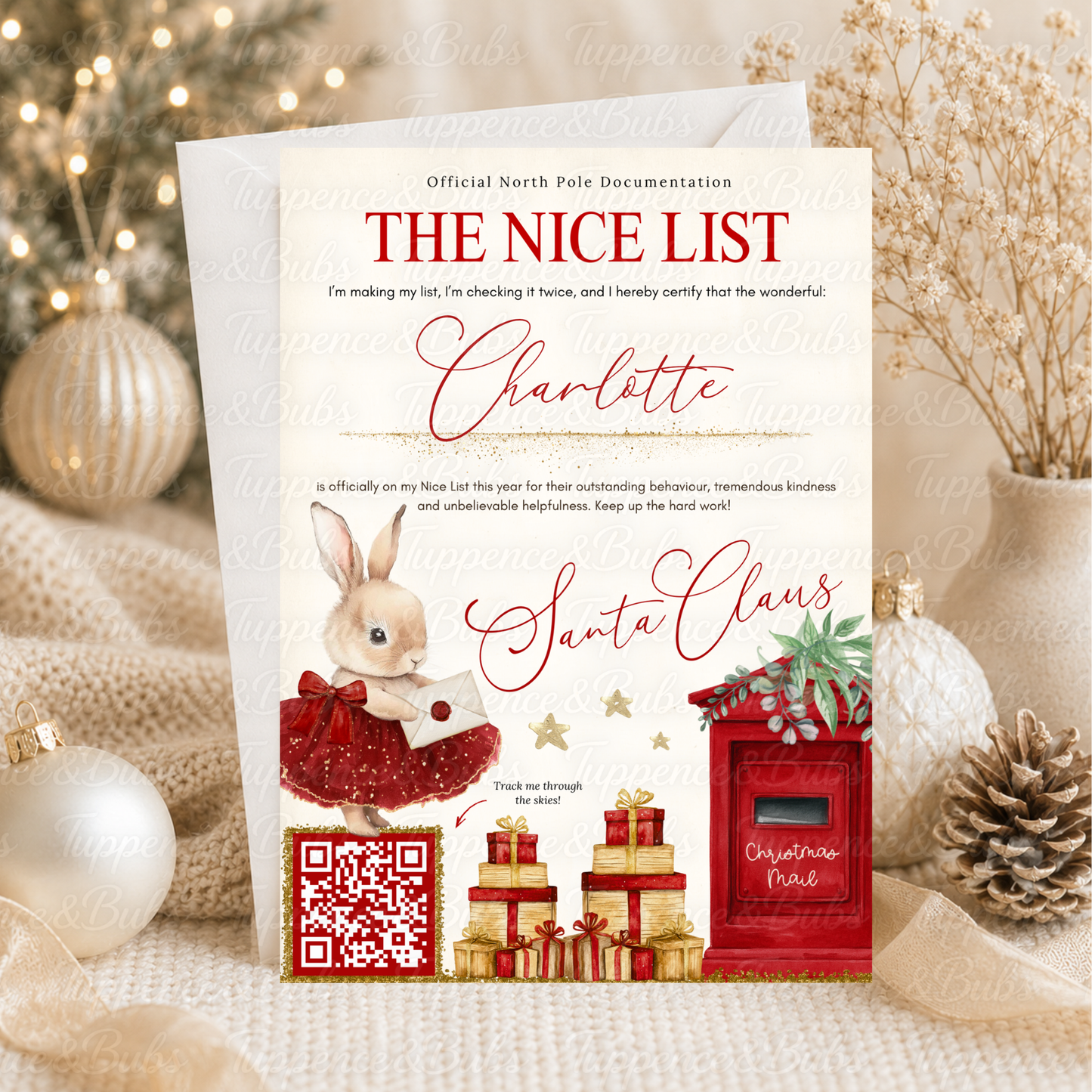 Personalised Santa Nice List Certificate – Bunny or Bear